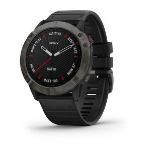 Garmin fnix(R) 6X Sapphire Multisport GPS Watch - Pro Features - Carbon Gray Dlc With Black Band