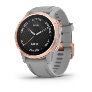 Garmin fnix(R) 6S Sapphire Multisport GPS Watch - Pro Features - Rose Gold-tone With Powder Gray Band