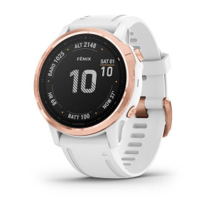 Garmin fnix(R) 6S Multisport GPS Watch - Pro Features - Rose Gold-tone With White Band
