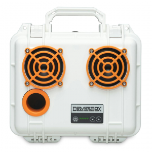 DemerBox Game Day White & Orange DB2 Speaker - White & Orange - Waterproof Bluetooth Speaker - Incredibly Loud & Clear - 40+ Hours of Battery