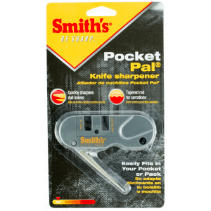Smiths Products Pocket Pal Knife Sharpener Hand Held Fine, Medium, Coarse Carbide, Ceramic, Diamond Sharpener Plastic Handle Gray