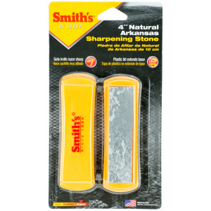 Smiths Products Arkansas Sharpening Stone Hand Held 4" Ceramic Stone Sharpener Plastic Handle White/yellow