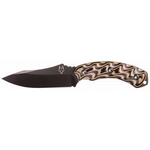 Diamondback Knifeworks Southern Grind Jackal  4.75" Fixed Blade Knife - Drop Point Plain Black Pvd 8670 Steel Blade 4.50" Black/tan G10 3d Milled Hand
