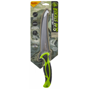 Smiths Products Mr. Crappie Curved Slab Sticker 6" Fixed Fillet Plain 420hc Ss Blade Gray/green Tpe Handle Includes Sheath