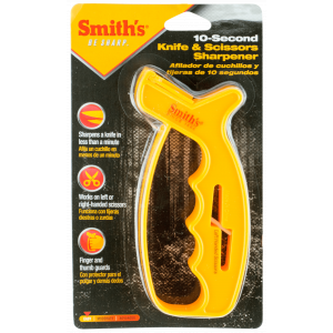 Smiths Products 10-second Knife & Scissor Sharpener Hand Held Fine, Coarse Carbide, Ceramic Sharpener Plastic Handle Yellow