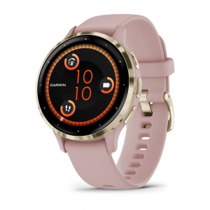 Garmin Venu(R) 3s - Soft Gold Stainless Steel Bezel With  - Dust Rose Case And Silicone Band