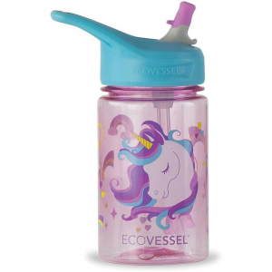 Eco Vessel Splash Kids Tritan 12 Ounce Single Wall Plastic Bottle With Straw Top - Unicorn