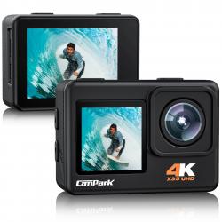 Campark X35 Action Camera 4K 24MP Wi-Fi Underwater Waterproof Camera 40M with Dual Screen,170deg Wide Angle Sports Camera 4X Zoom PC Webcam