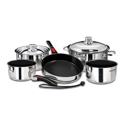 Magma 10 pc. Stainless Induction Cookware w/ Black Ceramica Non-Stick