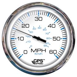 Faria 5" Chesapeake White Speedometer (60 MPH) GPS (Studded)