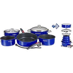 Magma 10 pc. Stainless Induction Cookware w/ Teflon Non-Stick - Blue