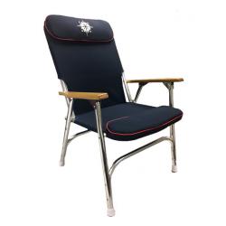 Navy Padded Aluminum Deck Chair - High Back