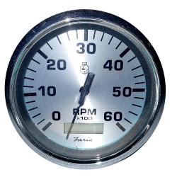 Faria 4" Spun Silver 6K Tachometer w/Hourmeter - Gas - I/B