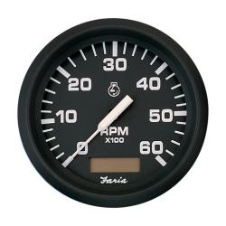 Faria Euro Black 4" 6K Tachometer w/Hourmeter - Gas - I/B
