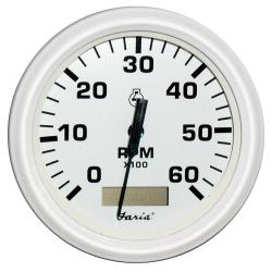 Faria Dress White 4" 6K Tachometer w/Hourmeter - Gas - I/B