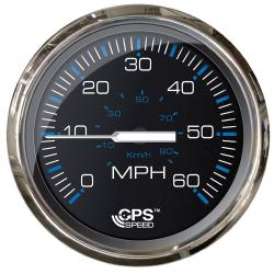 Faria Chesepeake Black SS 4" Studded Speedometer - 60MPH GPS
