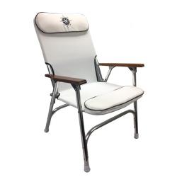 White Padded Aluminum Deck Chair - High Back