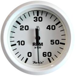 Faria Dress White 4" Tachometer - 6K RPM (Gas - I/B & I/O)