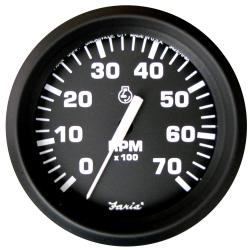 Faria Euro Black 4" Tachometer - 7K RPM (Gas - All Outboard)