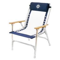 Navy/White Rope-Style Deck Chair