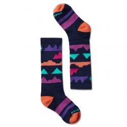 Kids' Wintersport Full Cushion Mountain Pattern Over The Calf Socks-Deep Navy-Bright Coral