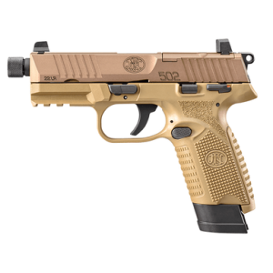 FNH 502 Tactical 22 LR 10+1 15+1 4.60" Threaded Barrel, Flat Dark Earth Serrated/Optic Ready Pistol 66101006
