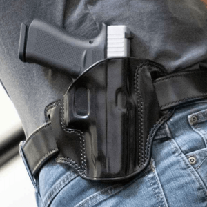 Galco CM270B Combat Master OWB Black Leather Belt Slide Fits Browning Hi-Power/Springfield SA-35/Girsan MC P35/Match Right Hand