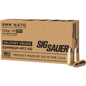 Sig Sauer Military Grade M17 9mm Luger +P 124 gr Full Metal Jacket - E9MMB2P-M17-50