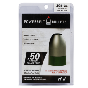 PowerBelt Pure Lead Muzzleloader .50 Cal Lead Hollow Point 295gr Bullets, 15 Rounds per Box - AC1598