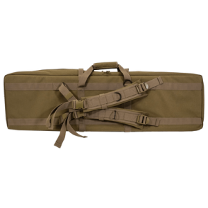GPS Bags DRC42FDE Double Rifle Case Flat Dark Earth 600D Polyester w/ 2 Padded Pistol Sleeves MOLLE Webbing & Lockable Zippers