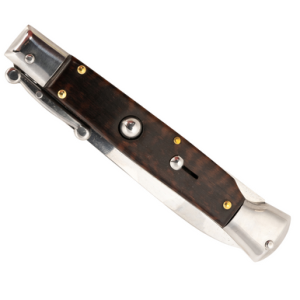 Steel River Knives Spartan Knife, 3.9" Italian Bayonet Polished Blade 5.1" Snakewood Handle Side Open - SGSWP