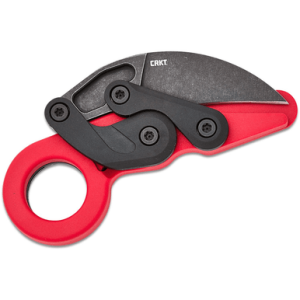 CRKT Provoke Folding Knife, 2.47" Hawkbill Black Stonewashed Blade Red Grivory Handle - 4041R