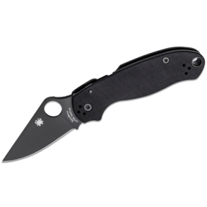 Spyderco Para 3 Folding Knife, 2.95" Clip Point Plain Black DLC CPM S45VN SS Blade/Black G10 Handle Includes Pocket Clip - C223GPBK