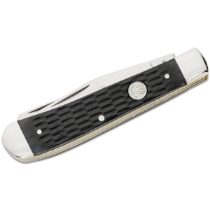 Boker Trapper 2.0 Knife, 4.25'' Closed Clip Point/Spey Plain D2 Steel Blade Black Jigged Bone Handle - 110824