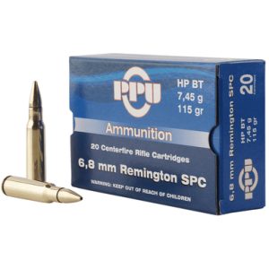 PPU Standard Rifle 6.8mm Rem SPC 115 gr Full Metal Jacket Boat-Tail (FMJBT) - PP68F