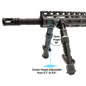 Leapers FLEX Recon Bipod, Black Anodized Aluminum 5.70-8" Length- TLBPDM01