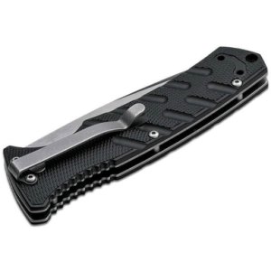 Boker Strike Auto Plus Pocket Knife, 3.35" Drop Point Plain Black D2 Steel Blade Aluminum Handle Pocket Clip - 01BO457