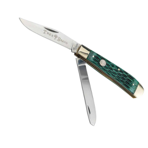 Boker Trapper 2.0 Clip Point/Spey Plain D2 Steel Blade Green Jigged Bone Handle - 110831