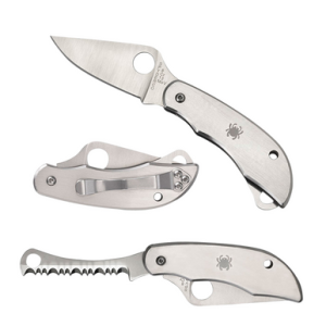 Spyderco Clipitool Folding Knife with 4.57" Part Serrated 8Cr13MoV Blade and Stainless Steel Handle - C176P&S