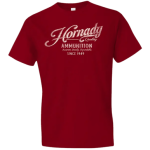 Hornady Gear Vintage Script Graphic Tee Shirt, Red Cotton Semi-Fitted Large - 31873