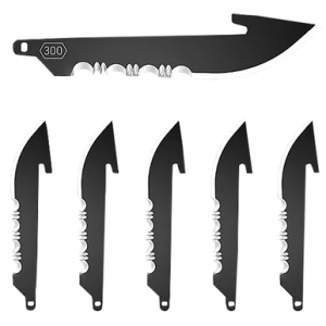 Outdoor Edge Replacement Blades, 6 3" Black Drop Point Serrated 420J2 SS Blades - RRS30K6C