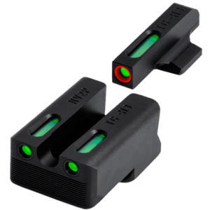 TruGlo TFX Pro Sights, Green Tritium & Fiber Optic Orange Outline Front Sight Green Tritium & Fiber Optic Rear Sight Fits Ruger American Set - TGTG13RS3PC