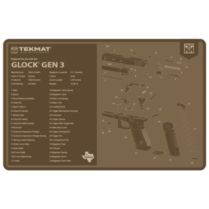 TekMat Glock Gen 3 Cleaning Mat, FDE Rubber Oil/Water Resistant 11" x 17" - TEKR17GLOCKG3FDE