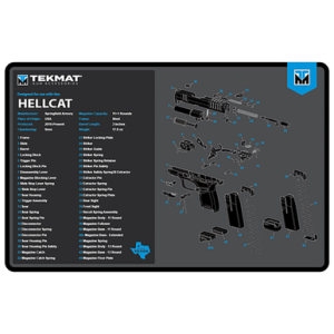 TekMat Springfield Armory Hellcat Cleaning Mat, Black/Blue/White Rubber Oil/Water Resistant 11" x 17" - TEKR17HELLCATBLU