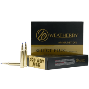 Weatherby Select Plus Cartridges, 80.5gr 20 Per Box/10 Case 224 WthbyMag - R224805FBT