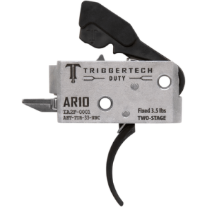TriggerTech Duty Curved Trigger, Stainless Steel Two-Stage 3.50 lbs Draw Weight Fits AR-10 - AHTTDB33NNC