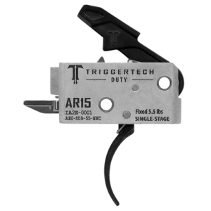 TriggerTech Duty Mil-Spec Trigger, Stainless Steel Black Single-Stage Curved 5.5 lbs Draw Weight Fits AR-15 - AH0SDB55NNC