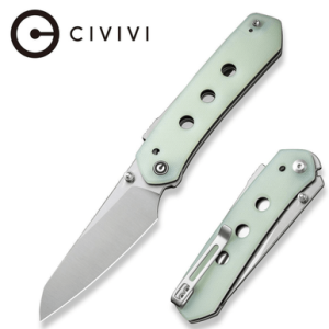 Civivi Knives Vision FG Knife, 3.54" Folding Tanto Plain Satin Nitro-V Steel Blade Natural G10 Handle - C22036-2