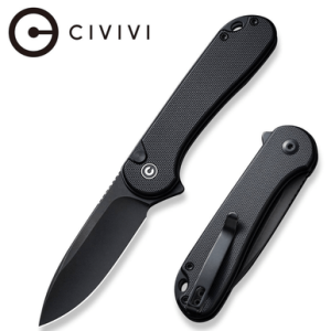 Civivi Knives Elementum II EDC Knife, 2.96" Folding Drop Point Plain Black Stonewashed Nitro-V Steel Blade Black Textured G10 Handle - C18062P-1