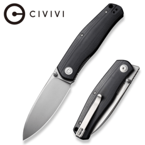 Civivi Knives Sokoke EDC Knife, 3.35" Folding Drop Point Plain Bead Blasted 14C28N Steel Blade Black G10 Handle - C22007-1